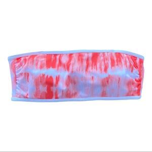 Sun Lab Swim Bandeau Bikini Top Pink & White Tie Dye Size Small New With Tags